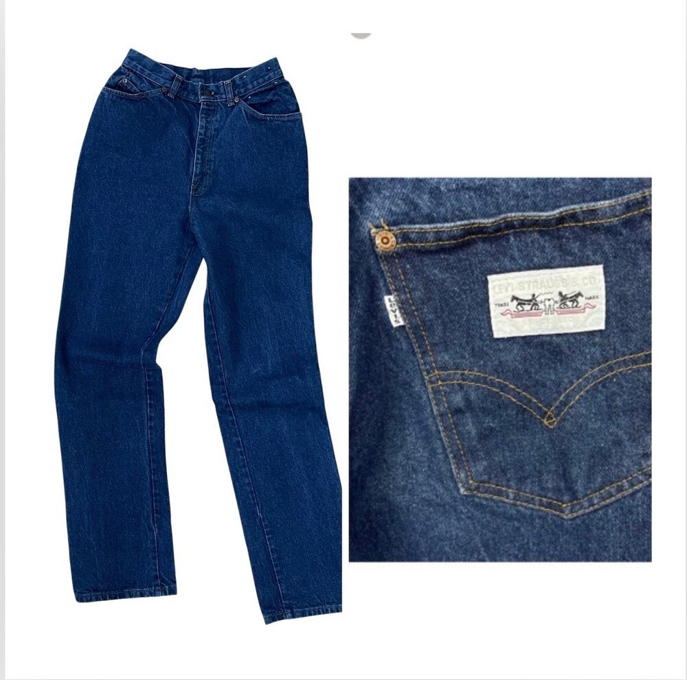 Vintage 70s Levi’s 554 White Tab Double Horse Patch Heavy Denim Jeans Size 25x32